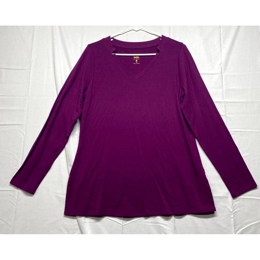 Belle Kim Gravel Tunic Top Womens XS Magenta Purple V Neck Long Sleeve Casual